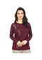 Kadın Orta Yaş Ve Üzeri Yeni Tarz Yuvarlak Yaka Baskı Model Anne Penye Bluz 30570-vişne Çürüğü
