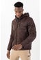 Maraton Sportswear Regular Erkek Kapşonlu Uzun Kol Basic Kahverengi Ceket 21365 Kahverengi