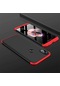 Kilifone - Xiaomi Uyumlu Redmi Note 6 Pro - Kılıf 3 Parçalı Parmak İzi Yapmayan Sert Ays Kapak - Siyah-kırmızı