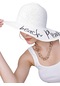 Kadın Beyaz Yazı İşlemeli Hasır Şapka-20572 - Std