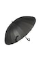 Marlux Siyah Desenli Baston 24 Fiber Tel Hakiki Deri Saplı Premium Protokol Şemsiye M21mar1024r003 - Siyah Gri