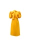 İkkb Yeni Fiyonklu Kısa Kollu Kadın Büyük Beden Elbise Sarı