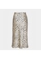 Qooth Kadın Yaz Yüksek Bel Saten Leopar A-line Etek Zarif Vintage Retro Moda Midi Etek Qt1823 Leopar