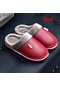 Kırmızı Erkek Terlik Kapalı Deri Kış Su Geçirmez Sıcak Ev Kürk Kadın Terlik Erkek Çift Platform Ayakkabılar Kabarık