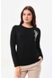 Sistas Kadın İşleme Detaylı Uzun Kol Bluz 23640 Siyah