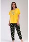 Büyük Beden Kısa Kol Pijama Takım Sarı-441042-sarı-441042