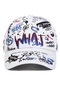 Beyaz Mavi Moda Grafiti Baskı Beyzbol Şapkası Sokak Pamuklu Kasket Unisex Yaz Şapka Ayarlanabilir Şapka Eğlence