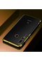 Tecno - Huawei Y9 Prime 2019 / Y9 2019 - Kılıf Dört Köşesi Renkli Arkası Şefaf Lazer Silikon Kapak - Gold