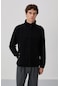 Tommy Life Siyah Yazı Nakışlı Dik Yaka Fermuarlı Standart Kalıp Erkek Sweatshirt Polar - 87992 Siyah