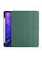 Kilifone - İpad Uyumlu İpad Air 10.9 2022 5.nesil - Kılıf Kalem Bölmeli Stand Olabilen Origami Tri Folding Tablet Kılıfı - Koyu Yeşil