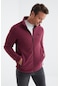 Erguvan Fermuarlı Dik Yaka Standart Kalıp Erkek Polar Sweatshirt - 88134 Mor