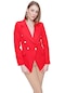 Kadın Kırmızı Kruvaze Yaka Blazer Ceket -16907-kırmızı