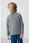 Tommy Life Gri Melanj Kalın Yumuşak Dokulu Standart Fit Nakışlı Polar Erkek Çocuk Sweatshirt - 11221 Gri Melanj