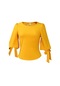 Avrupa Ve Amerikalı Kadın Giyim Bahar Yeni Moda Mizaç İnce Düz Renk Askıları Puf Kollu Tişört Sarı