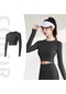 Siyah Uzun Kollu T-shirt Dikişsiz Kadın Katı Spor T-shirt Yüksek Elastik Spor Salonu Yoga Üst Nefes Spor Üst Hızlı Kuru Spor