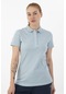 Maraton Sportswear Regular Kadın Polo Yaka Kısa Kol Basic Sisli Mavi T-Shirt 19020-Sisli Mavi