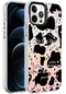 iPhone Uyumlu 12 Pro Max Kılıf Mermer Desenli Lopard Marbello Kapak - Siyah-beyaz