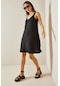 Siyah Kalp Yaka Askılı Örme Midi Elbise 5yxk6-48531-02