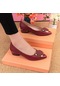 Bordo Yaz Yumuşak Alt Tek Ayakkabı Kadın Mizaç İle Kalın Gerçek Yumuşak Deri Ayakkabı Sığ Ağız Sivri Düz Tabanlı İş Ayakkabısı