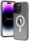 iPhone Uyumlu 14 Pro Max Magsafe Destekli Kamera Çıkıntılı Arkası Mat Şeffaf Hibrit Kılıf - Gri