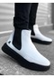 Shoecide Sbo0150 Bağcıksız Bantlı Erkek Yüksek Taban Beyaz Siyah Taban Spor Bot Beyaz 8