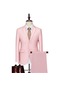 Ikkb Erkek Business Casual İki Düğmeli Takım Elbise İki Parçalı Set Pembe