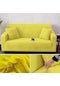 Sarı Kalın Jakarlı Elastik Kanepe Örtüsü Oturma Odası İçin  Mobilya Koruyucu 90-130cm