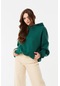 Fullamoda Basic Kapüşonlu Oversize Sweatshirt- Yeşil