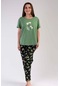 Büyük Beden Kısa Kol Pijama Takım Yeşil-441042-yeşil-441042