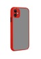 Tecno - İphone Uyumlu İphone 12 Mini - Kılıf Arkası Buzlu Renkli Düğmeli Hux Kapak - Kırmızı