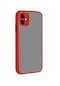 Noktaks - İphone Uyumlu İphone 12 Mini - Kılıf Arkası Buzlu Renkli Düğmeli Hux Kapak - Kırmızı