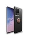 Noktaks - Samsung Galaxy Uyumlu Galaxy S20 Ultra - Kılıf Yüzüklü Auto Focus Ravel Karbon Silikon Kapak - Siyah-rose Gold