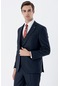 Koyu Lacivert Çizgili Mono Yaka Yelekli 6 Drop Slim Fit Dar Kesim Klasik Takım Elbise 1001235160-koyu Lacivert