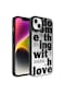 Ekılıf - İphone 14 Uyumlu Kılıf Aynalı Desenli Kamera Korumalı Parlak Mirror Kapak - Love