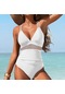 Kadinlar Bikini 1 Parca Şakav Yastikli Örgü Ekley Mayo Çift Seh Omuz Askısı P L Mavi Altın