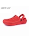 Kırmızı Erkek Kadın Terlik Açık Sandalet Ev Bahçe Rahat Takunya Plaj Ayakkabısı Su Ayakkabısı