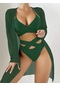 Üç Parçalı Şık Şal Deniz Spa Bikini Kadın Mayo Yeşil