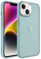 iPhone Uyumlu 14 Plus Kılıf Metal Buzlu Transparan Çerçeve, Hassas Butonlu Renkli Kapak May - Mavi