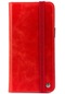 Noktaks - İphone Uyumlu İphone 13 Pro Max - 360 Full Koruma Kapakli Kartlikli Kart Bölmeli Hakiki Deri Multi Cüzdan Kilif - Kırmızı
