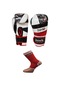Red Land Muay Thai, Kick Boks Ve Boks Eldiveni Beyaz + Kick Boks Çorabı 2 Li Set Giftoom Gloves Kırmızı