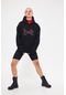 The Champ Clothing Kapüşonlu İçi Polar Rock Yazılı Taş Baskılı Siyah Oversize Hoodie Sweatshirt Siyah