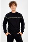 Maraton Sportswear Regular Erkek Bisiklet Yaka Uzun Kol Basic Siyah Sweatshirt 18967-siyah