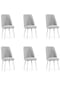 Haman 6 Adet Elit Serisi Babyface Kumaş Beyaz Ahşap Gürgen Ayaklı Mutfak Sandalyeleri Gri