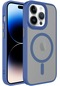Mutcase - İphone Uyumlu İphone 13 Pro - Kılıf Arkası Mat Kablosuz Şarj Destekli Flet Magsafe Kapak - Mavi