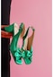 Ribbo Yeşil Saten Fiyonklu 6cm Topuklu Sandalet