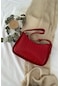Kadın Kroko Desenli Kırmızı Baget Çanta