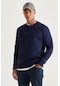 AC&Co / Altınyıldız Classics Erkek Lacı Standart Fit Normal Kesim İçi Polarlı Bisiklet Yaka Sweatshirt Lacivert
