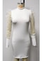 Bayan Yeni Ürünler Avrupa Ve Amerikan Modası Günlük Düz Renk Basit Dantel Elbise Beyaz