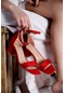 Lara Kırmızı Süet Renkli Günlük Kısa Topuklu Ayakkabı