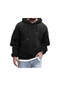 Mengtuo Sonbahar Düz Renk Rahat Kapüşonlu Erkek Sweatshirt Siyah